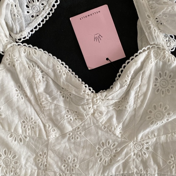 Hello Molly NWT Snow Ball Dress white eyelet  tiered ruffles zip back Size 4 - Picture 6 of 16